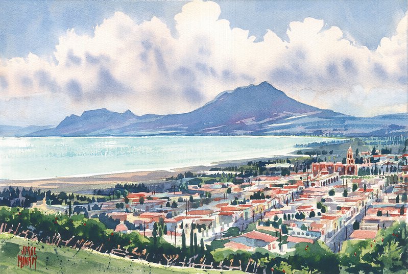 A través de la acuarela, la muestra explora la luz y la atmósfera de la ribera